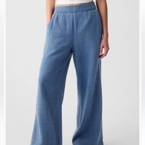 Gap High Rise Crinkle Gauze Wide-Leg Pants